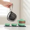 Conjunto de Chá Kung Fu Branco Chinês para Viagem para Atividades de Funcionários Conjunto de Presente Portátil Casa Exterior Cerâmica para Chá
