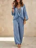 Conjunto de Top Holgado Estilo Retro con Mangas Murciélago Estampadas y Pantalones con Puño, Moda Femenina Transfronteriza Europea y Americana Otoño/Invierno 2026