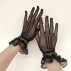 Guantes de Encaje de Malla Elástica Accesorios de Vestido de Novia Lolita Disfraces Guantes de Performance