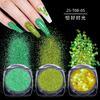Nail art lantejoulas glitter em pó laser gradiente azul-verde nail art joias fluxo cânhamo enchimento gota cola cebola dourada em pó kg