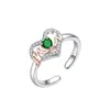 Anillo de Corazón de Diamante Brillante, Anillo de Diseño Único de Lujo Ligero, Sensación Elegante y de Alta Gama, Joyería de Nicho para Mujer, Forma de Corazón