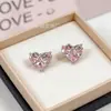 Pendiente de Mariposa con Lazo y Corazón Dulce y Elegante en Acero de Titanio con Circonita, Accesorio de Moda Versátil Moderno Dulce Fresco Elegante