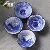 Porcelana Azul e Branca Kung Fu Pequena Xícara de Chá 10 Conjunto de Chá Balde Cerâmico Xícara de Chá Xícara Individual Tampa Tigela Tigela de Chá Mestre
