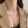 Colar de contas da sorte de aço titânio simples e moderno, sem desbotar, para mulheres, com contas pequenas, pé de feijão dourado simples, tornozeleira pulseira