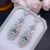 Aretes de Topacio Natural, Calidad de Cuerpo Completo, Color Súper Fuego, Tamaño de la Piedra Principal es de aproximadamente 5*7mm Plata 925 Incrustación de Precisión