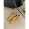 Sapatos Femininos Elegantes Bico Fino Estilo Francês Salto Baixo 2025 Novo Salto Bloco Boca Rasa Versátil Tira Única Sapatos Mary Jane