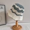 Internet Celebrado Hecho a Mano Crochet Encaje en Forma de Abanico Tejido Sombrero de Pescador para Mujer Sombrero de Olla de Lana con Combinación de Colores Calado Sombrero para el Sol