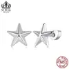 Pendientes Aifulu Estéreo Brillantes de Estrella de Cinco Puntas Joyería de Plata de Ley S925 Pendientes Tapones para las Orejas Roscados para Mujer Pendientes Versátiles