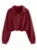 2025 Nueva Moda Casual Deportiva Transfronteriza Europea y Americana para Mujer, Sudadera con Media Cremallera y Cuello, Chaqueta Moldeadora de Cintura, Manga Larga, Invierno