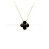 Collar de Acero de Alta Calidad con Forma de Trébol de Cuatro Hojas de la Suerte con Calcedonia Natural y Nácar, Artesanía de Precisión CNC, Collar de Plata de Ley Chapado en Oro de 18 Quilates