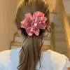 Fita de Seda Cetim Flor Grande Elegante Dongdaemun Estilo Coreano Laço para Cabelo em Forma de Alça de Intestino Grosso Laço para Cabelo Amarrado em Coque Baixo de Alta Qualidade