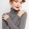 Suéter simple de cuello alto para mujer, otoño e invierno, corte ajustado, longitud corta, sin botones, ajustado, capa interior, lana sintética, top de punto de manga larga