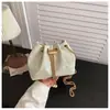 Bolsa tipo saco moderna estilo coreano, modelo novo popular 2026 com números estampados, design personalizado, corrente, bolsa tiracolo tipo balde plissada