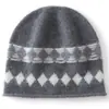 Nueva colección de otoño e invierno: Gorro de punto de cachemira a rayas de bloques de color, unisex, cálido, a prueba de viento y que cubre las orejas