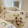 Funda de almohada individual con borde de pompón de dibujos animados de terciopelo de leche para niños, estudiantes, dormitorio, funda individual de franela para almohada de invierno