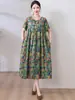 Vestido ligero de algodón y seda talla grande 100 kg vestido de verano para madres, vestido largo casual de corte holgado para mujer hecho de rayón