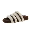 Pantuflas de suela gruesa para mujer, nuevo estilo otoño/invierno 2026, de felpa para interior/exterior, pantuflas peludas de suela plana, zapatos casuales versátiles para mujer