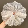 2025 Nuevo Estilo Princesa Coreana Malla de Encaje Blanco Goma para el Cabello para Mujeres, Accesorio de Cabello Grande de Gama Alta Cuerda para el Cabello