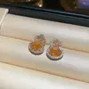 Brincos de Franja Flor de Zircônia Amarela Europeus e Americanos Transfronteiriços Agulha de Prata, Brincos de Luxo Leve de Alta Qualidade, Brincos Exquisitos e Elegantes para Mulheres