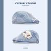 Estilo Coreano Ins Perla Lazo Mezclilla Gorra Delantera Mujer Primavera Verano Pegatina Boina Dulce Linda Casual Todo-combina