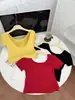 Nuevo Top Veraniego de Espalda Abierta Gran U Espalda Hermosa Manga Corta para Mujer Estilo Chica Caliente Hombro Normal Adelgazante Favorecedor Estilo Puro Deseo Sexy Versátil