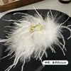 Presilha de Cabelo Super Fada com Pena, Piranha Grande de Pena de Avestruz para Mulheres, Preta, Novo Modelo 2026, Presilha de Tubarão de Alta Qualidade