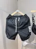Shorts de Tricô com Costura 2025 Moda Masculina Calças Trimestrais Stretch Casual Slim-Fit Calças Casuais Cor Sólida Respirável