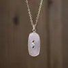 Pingente Original Criativo de Pedra Natural Lápis Lazúli com Zircônia Inlaid Colar Banhado a Ouro Real Design de Nicho Versátil Joia para Casal Venda por Atacado
