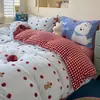 Conjunto de Quatro Peças de Lã Leiteira Colorida Mista Classe A Outono e Inverno Capa de Edredom Grossa de Fleece Coral Dupla Face Conjunto de Três Peças para Estudantes com Plus Velvet