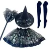 Chapéu de Bruxa Europeu e Americano com Cadarço Tecido Oxford Preto Chapéu de Mago Festa Noturna Festival Chapéu Pontudo de Aba Larga
