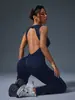 Macacão de Yoga Sexy Apertado para Esportes ao Ar Livre, Roupa de Ginástica Transfronteiriça, Macacão de Yoga com Botões Nude para Levantar o Bumbum para Mulheres