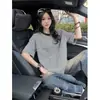 Camiseta Masculina de Manga Curta Xadrez Pied-de-poule Estilo Old Money Verão Gola Redonda Solta Manga Meia Manga Marca Tendência Bloco de Cores Roupa de Casal Top