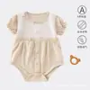 Macacão de Bebê Verão Manga Curta Classe A Algodão Puro Gola Reversível para Meninas, Macacão de Engatinhar Verão Classe A Algodão Puro