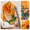 Bufanda Larga de Seda con Estampado de Tulipanes Nueva Primavera 2026, Seda Artificial, Textura Suave, Bufanda Protectora para el Cuello, Chal Delgado para Mujer