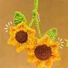 Plantas Pequeñas de Lana Terminadas en Maceta, Flores Artificiales Tejidas a Crochet, Colgantes Decorativos Creativos para Regalo, Lindos Colgantes de Girasol para Coche