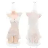 Elegante bata de noche sexy para novia con copas, encaje, malla transparente y lencería seductora para juegos de rol