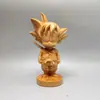 Tallado en Madera Natural de Tuya Dragon Ball Goku Saiyan Adornos Figuras Lindas de Personajes de Anime Manualidades de Escritorio