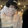 Bufanda de Cuadros Arcoíris para Mujer Invierno Estilo Coreano Dulce Suave Chica Estudiante Versátil Bufanda de Alto Nivel Chal Grueso Cálido