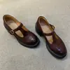 Zapatos de Cuero Hechos a Mano con Suela Gruesa para Mujer 2026 Otoño e Invierno Nuevo Estilo Zapatos Mary Jane de Tacón Grueso Nuevos Zapatos de Tacón Alto Bajos de Primavera