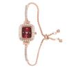 Estilo Nuevo y Caliente Reloj Distintivo para Dama Moda Casual Cuadrado Incrustado con Diamantes Reloj para Estudiante Brazalete con Ajuste Libre