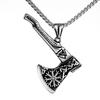 Pingente Vintage Masculino de Aço Inoxidável Pingente de Colar com Bússola e Machado do Logo Viking Personalizado