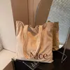 Bolso de Hombro Simple con Letra Estilo Coreano Transfronterizo Nuevo de Pana Otoño e Invierno Bolso Tote Portátil Bolso de Gran Capacidad para Viajar