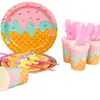 Nuevo Snack de Helado Tema Fiesta Infantil Galletas Helado de Chocolate Vajilla Desechable Mantel Cuchara