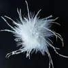 Broche Corsage de Pluma de Avestruz Grande Adorno para Vestido Sombrero Ropa Accesorios DIY Joyería Hecha a Mano Multicolor
