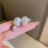 Pendientes de Perla de Circonita de Moda de Aguja Plateada Pendientes de Botón Retro de Lujo Ligero de Nicho Francés Pendientes Nuevos 2026