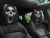 Funda de Reposacabezas para Coche con Estampado de Calavera Negra de Comercio Exterior Transfronterizo, Estilo Elástico Universal, Funda de Reposacabezas para Coche Original y Divertida