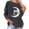 Novo Estilo de Inverno Marca Independente da Amazon Blusa Feminina Soltinha Moletom com Estampa Divertida de Caveira de Halloween para Mulheres