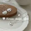Estilo Ins Coreano Primavera e Verão Nova Corrente Elegante para Clavícula Prata de Lei S925 Borda de Renda Coração Colar, Elegante e Versátil