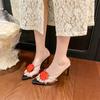 Zapatos de Mujer Flor Boca de Pescado Tacón de Aguja 2025 Nuevas Sandalias Francesas de Punta Versátiles Tacones Altos Zapatos Romanos Flats Elegantes