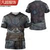 Camiseta casual de manga corta con cuello alto y estampado tribal indio 3D para niños, nuevo modelo 2024